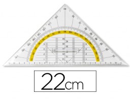 Escuadra de geometría Liderpapel plástico cristal 22cm. con agarradera